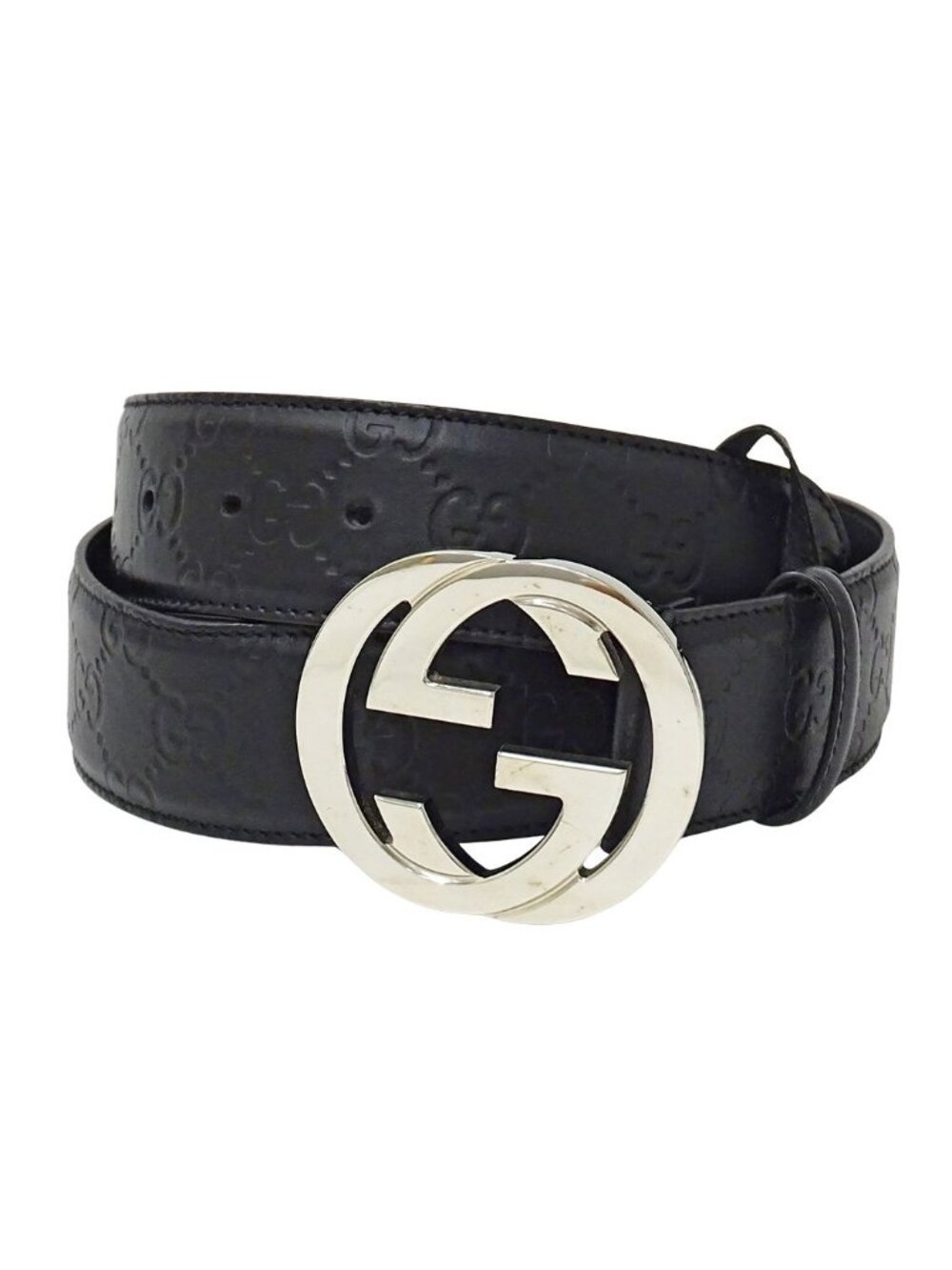 Gucci Belt Interlocking G Guccissima Leather Black 85 Cool